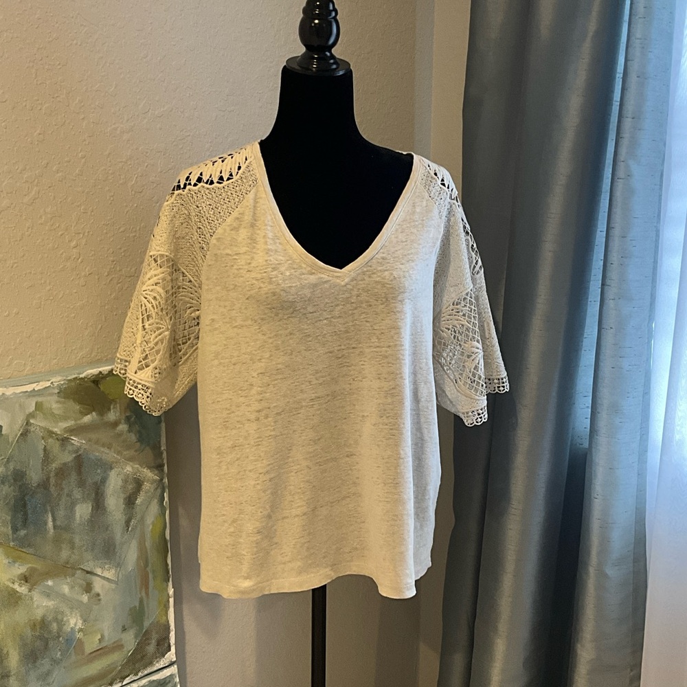 Chico's Cream Lace Accent Blouse